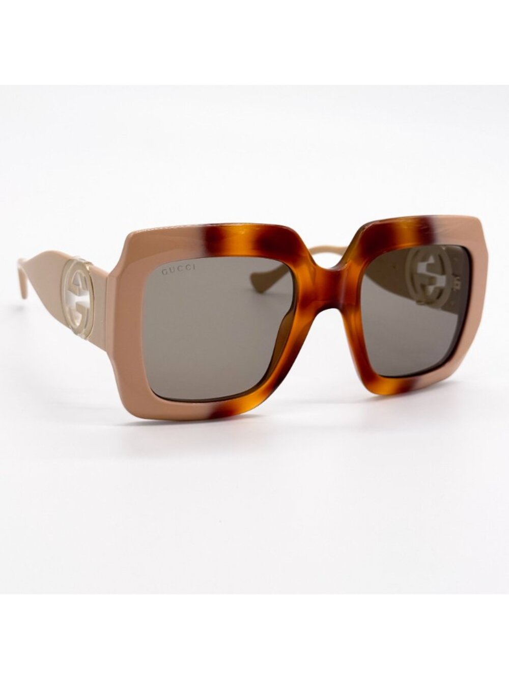 NEW GUCCI SUNGLASSES GG1022S 003 HAVANA WOMEN GUCCI OVERSIZED EYEWEAR WITH CHAIN - Picture 6 of 13